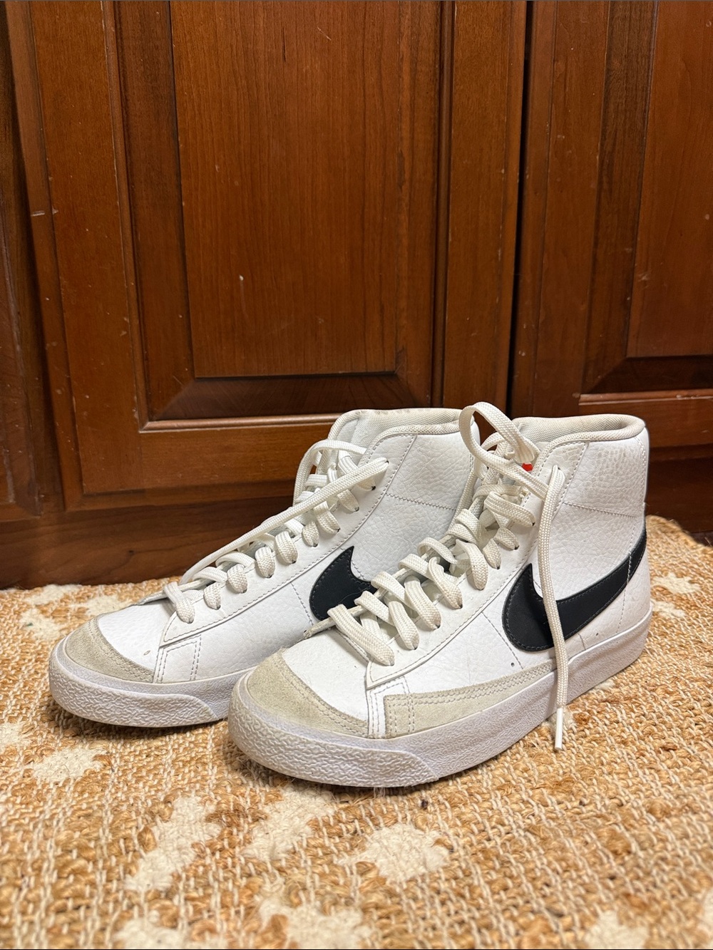 Nike White and Black High-Top Sneakers